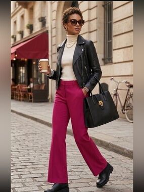 LOFT Wide-Leg Pants in Fuchsia Pink size 14